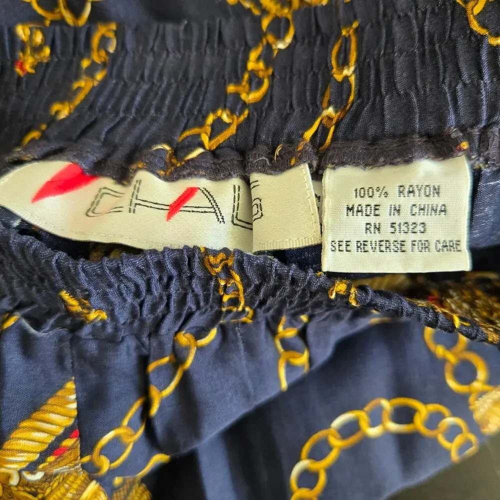 Vintage Ornate Scarf Print Midi Skirt Royal Lions Baroque Maximalist Women Small